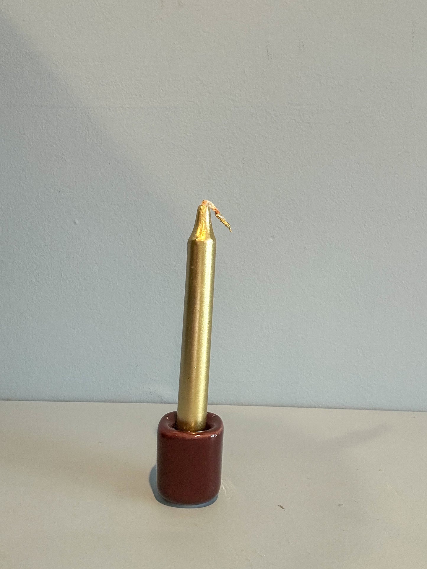 4” mini taper candle w/ holder