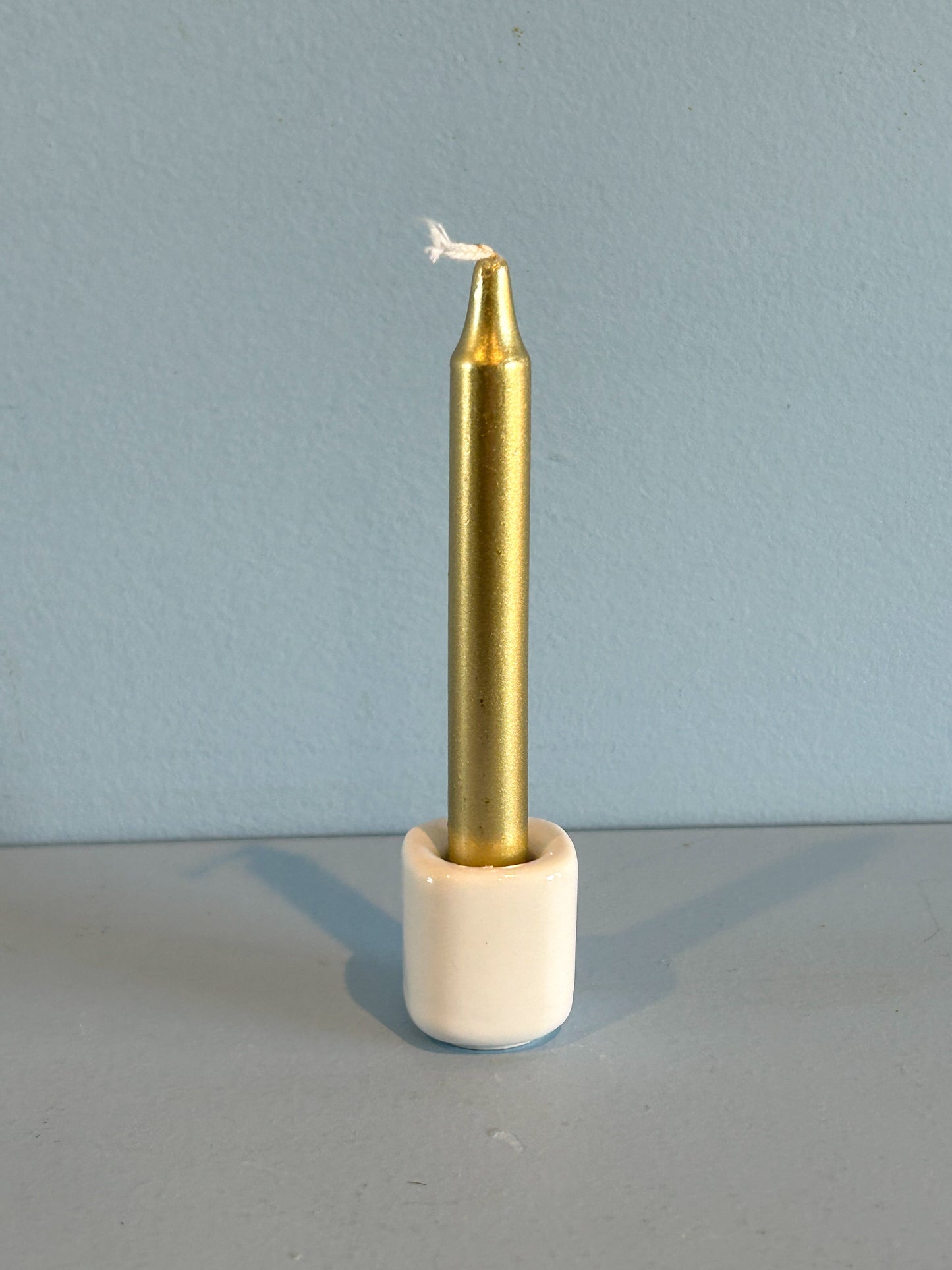 4” mini taper candle w/ holder