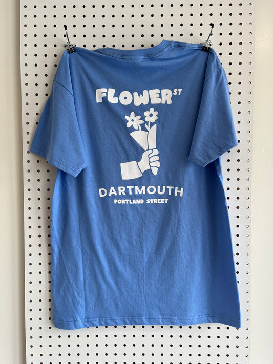 White & Blue Flower St T-Shirts