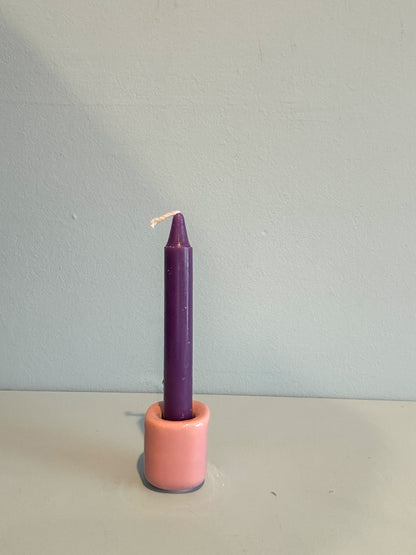 4” mini taper candle w/ holder