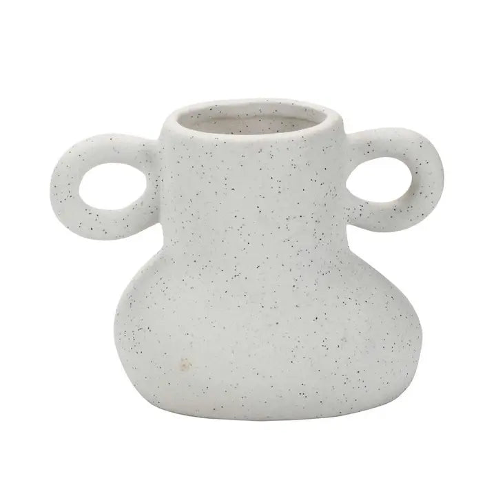 Ceramic handle vase, 5.5”x3.1”x4”